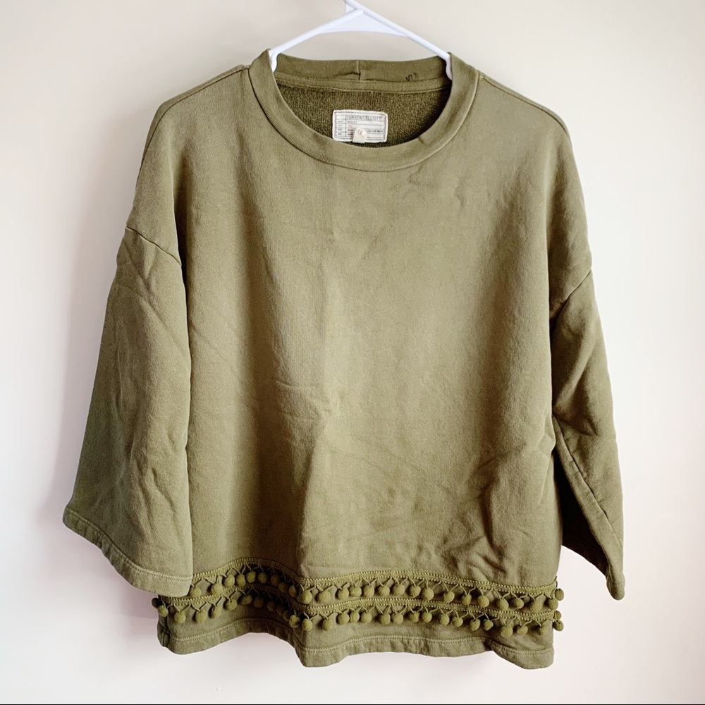 Current/Elliott Pom Pom Flare Sleeve Sweatshirt